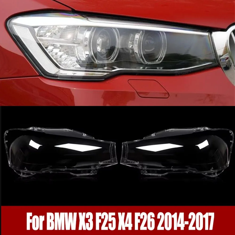 Car Headlamps Transparent Lampshade Lamp Front Headlight Cover Lens Glass Shell Masks For BMW X3 F25 X4 F26 2014-2017