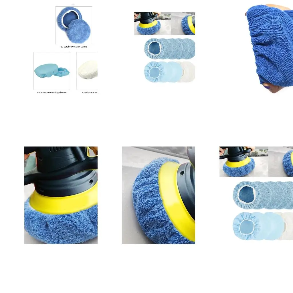  6Pcs Car Polisher Pads 9-10 Inches Microfiber Polishing Bonnet Pads Cover Car Buffer Bonnet Car Wax Polisher Kits