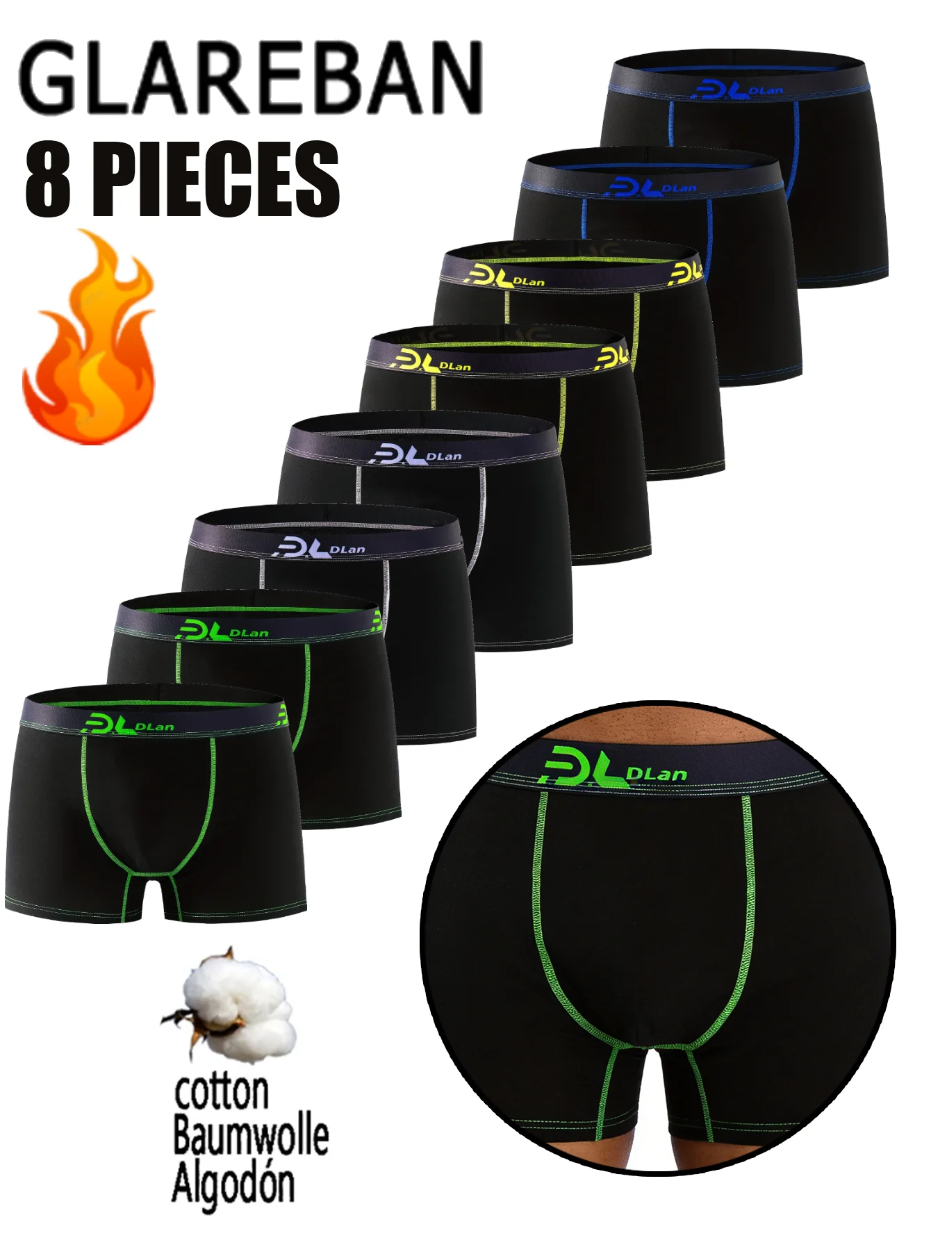 

8pcs Pack Cotton Boxers Shorts Mens Underwear for male Briefs Sexy Underpants Slip Breathable Boxing Panties hot Sexis Basic