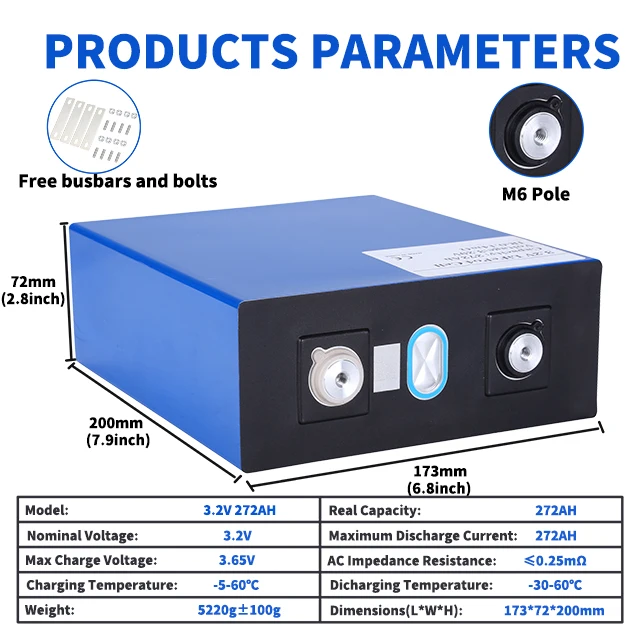 

OEM/ODM 3.2V 12V 24V 48V LiFePo4 Battery 50Ah 105Ah 202Ah 280Ah 304Ah Prismatic Lithium Iron Grade A Brand New for Solar System