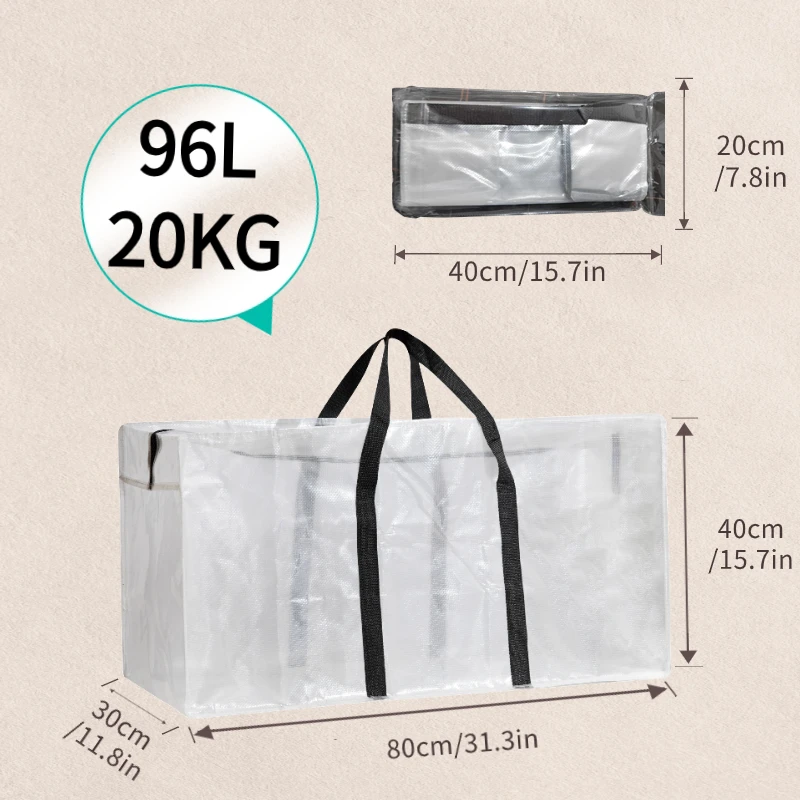 1pcs Heavy Duty Moving Bags with Reinforced Handles - Stronger Handles for Easy Carrying and Storage of Clothes - Clear Storage