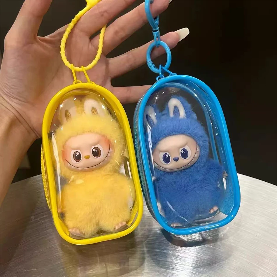 

Красочный прозрачный защитный чехол-органайзер для 10 см кукол Labubu V4, уличная витрина с уличным брелоком, игрушка для куклы