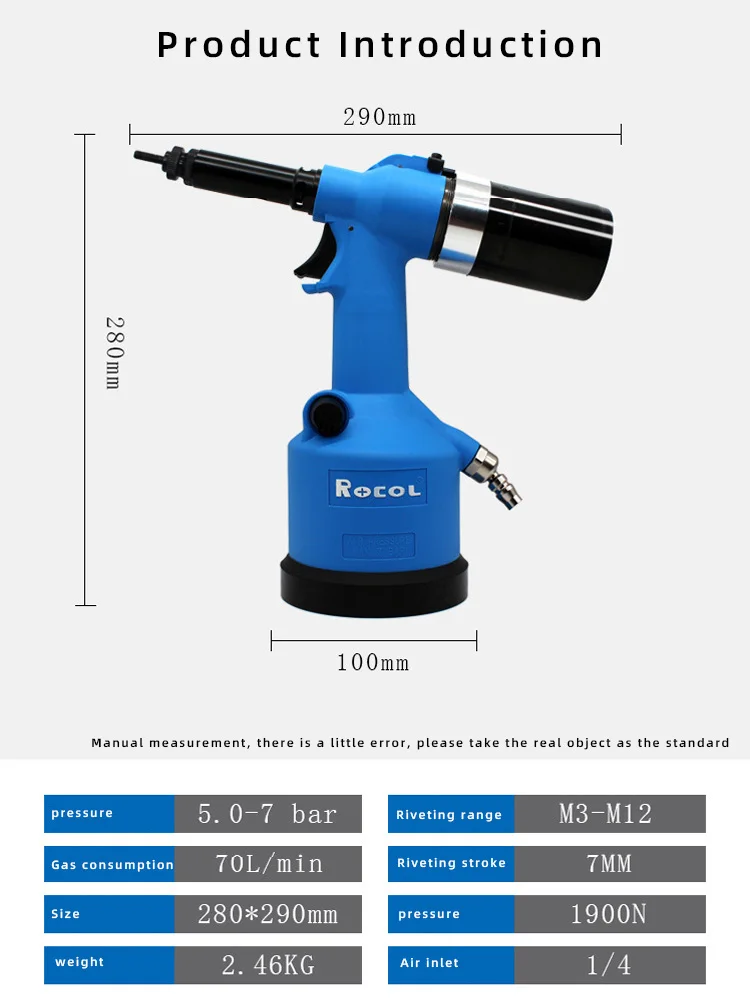 Pneumatic Rivet Nut Gun Industrial Automatic Hydraulic Pull Rivet Nut Tool Pneumatic Riveting Gun Set M3-M12