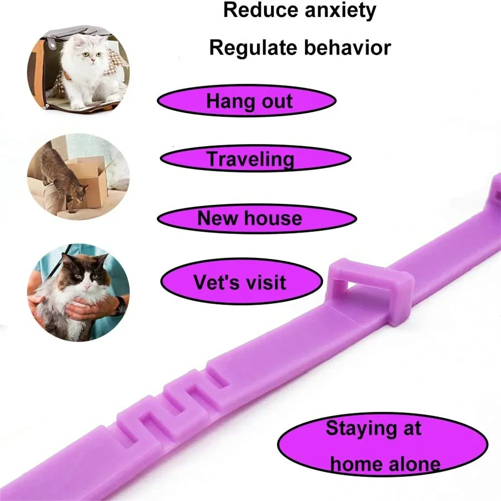 Pet Calming Collar For Cats Dogs Adjustable Anxiety Pheromone Reducing Pet Collar Lasting Natural Calm Relax Soothing Collars