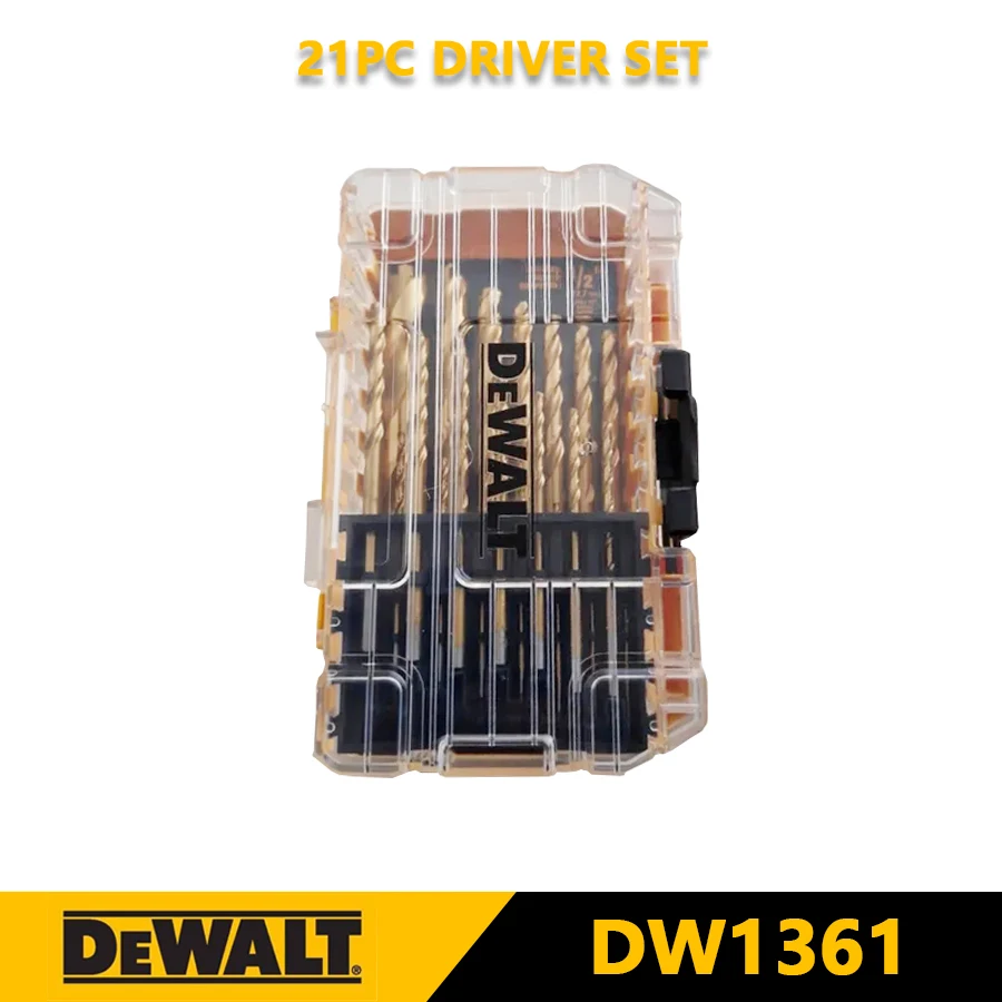 Imagem -06 - Dewalt-titanium Nitreto Revestido Broca Grupo Elétrica Torção Broca Alta Resistência Pilot Point Carpintaria Dw1361 21 Pcs