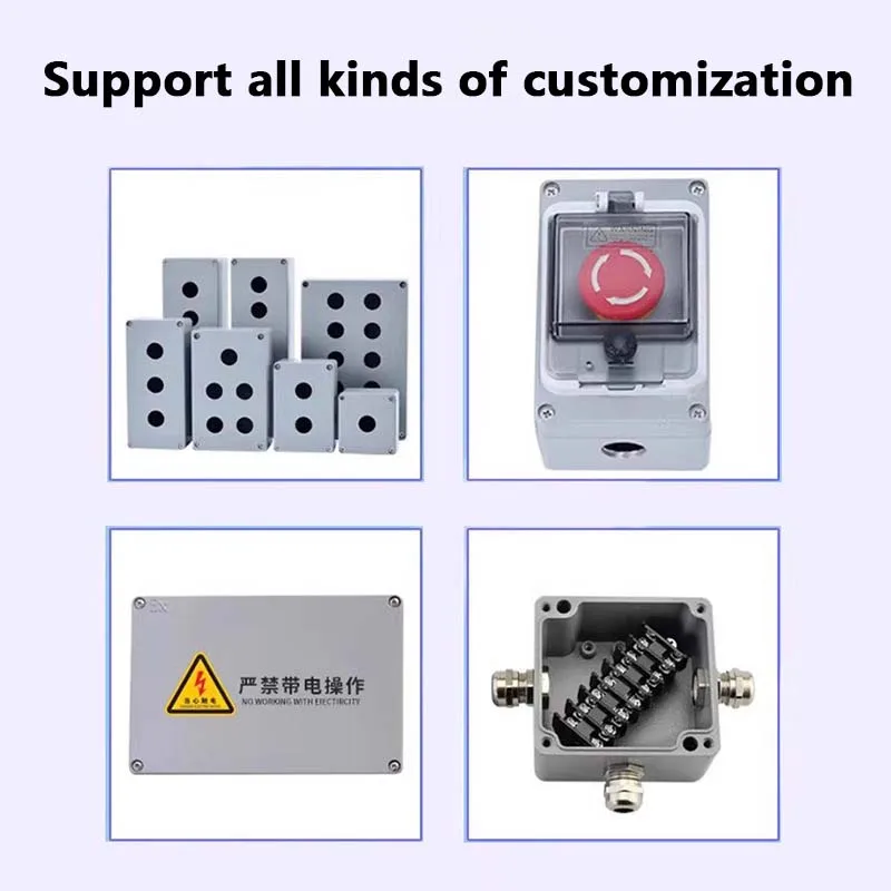 Metal cast aluminum waterproof button switch control box opening 22mm emergency stop switch button box aluminum alloy 1234 hole