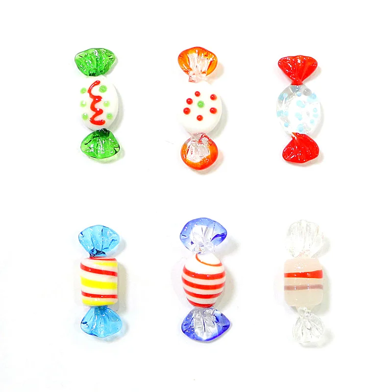 18pcs Vintage Mini Murano Glass Sweets Ornaments Handmade Cute Mixed Christmas Candy For Home Table Decor Festival Party Favors