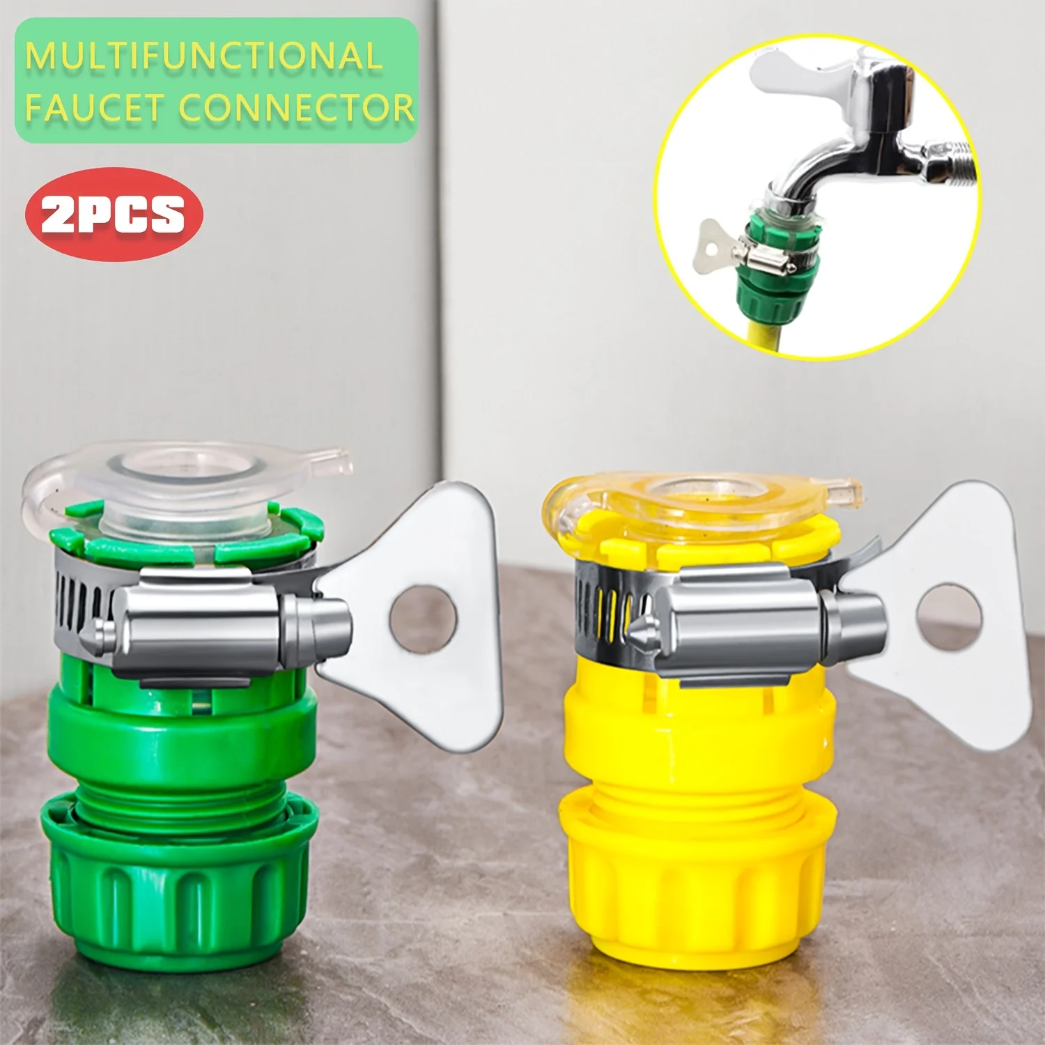 

Quick-Connect Hose Connector With 1/2" Thread Faucet Extender For Kitchen And Bathroom Sinks Washing Machines Durable Plastic