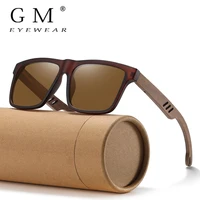 GM, recién llegados, gafas de sol polarizadas de madera negra para hombres, gafas de sol de bambú, lentes rojos UV400, gafas de sol de moda para conducir S5565