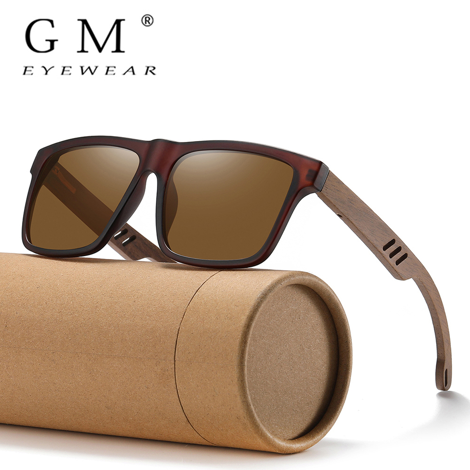  GM New Arrivals Black Wooden Polarized Sunglasses for Men Bamboo Sunglasses Red UV400 Lenses Fashion Driving Shades S5565 