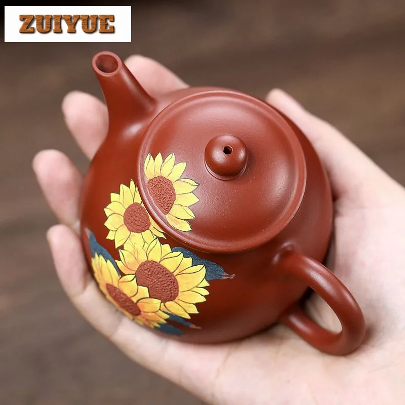 140ml Retro Yixing Purple Clay Teapot Handmade Pan Pot Raw Ore Dahongpao Mud Tea Soaking Kettle With Filter Chinese Zisha Teaset