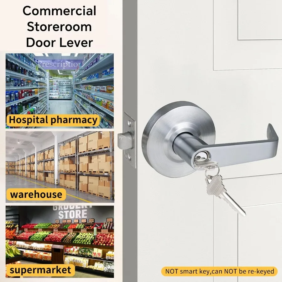 رافعة باب غرفة التخزين التجارية شديدة التحمل من الكروم الساتان مع مفتاح بمقبض مختلف لكل من اليد اليسرى واليمنى #5