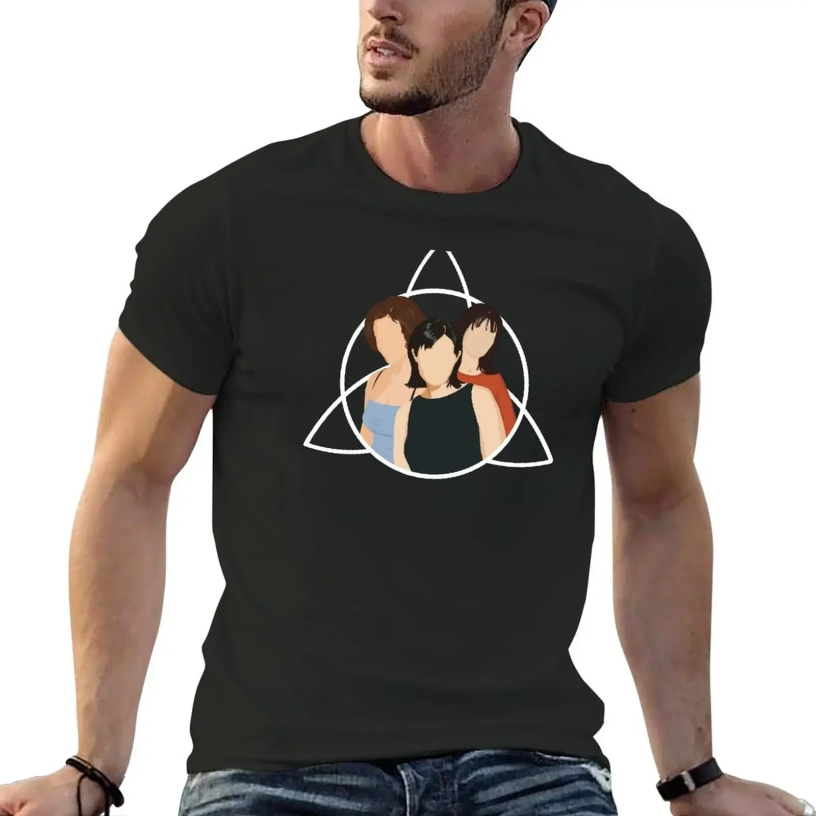 Charmed Ones Triquetra T-Shirt shirts graphic tee quick-drying blue archive mens t shirts