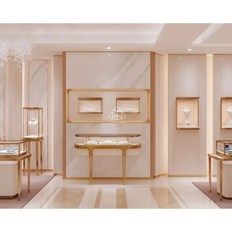 custom.MDF / Metal Custom Interior Design Jewelry Store Decoration Furniture Single Product Highlight Display