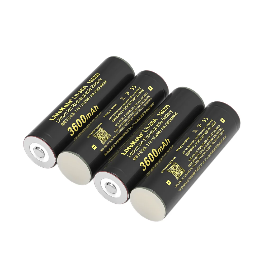 Оригинальная литиевая аккумуляторная батарея LiitoKala LII-36A 3600 мАч 18650 3,7 В с защитной платой печатной платы для аккумуляторов фонариков