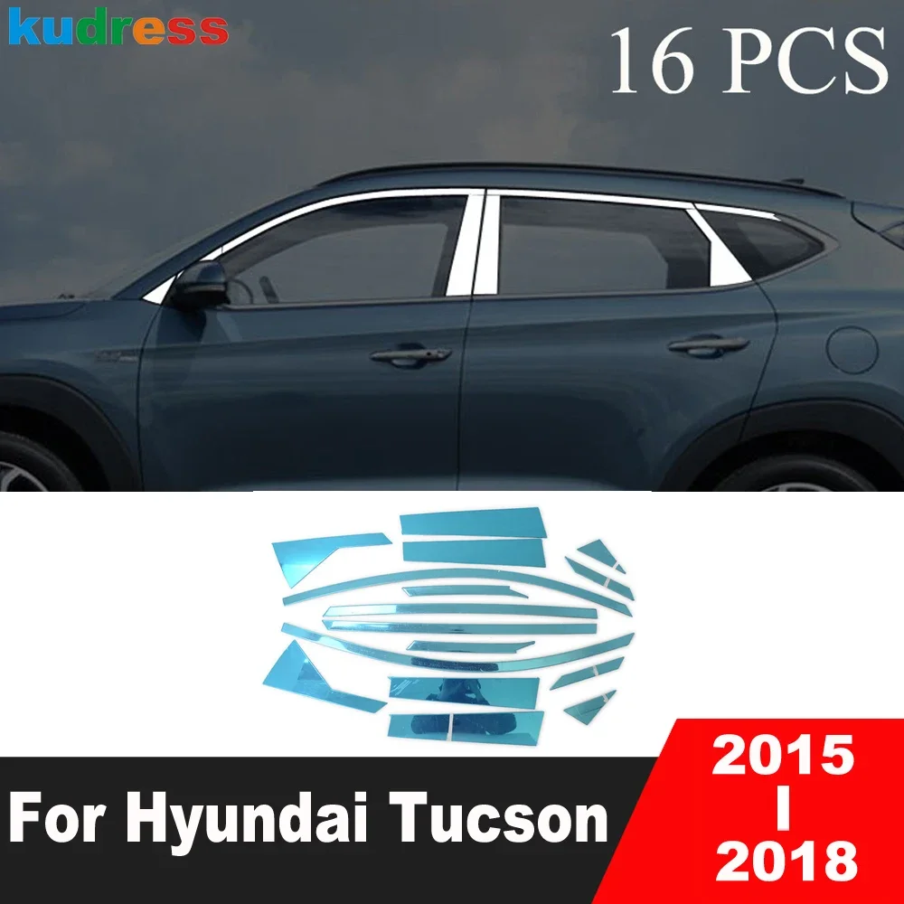 Window Frame Sill Trim For Hyundai Tucson 2015 2016 2017 2018 Stainless Car Upper Window Center Pillar Molding Strip Accessories