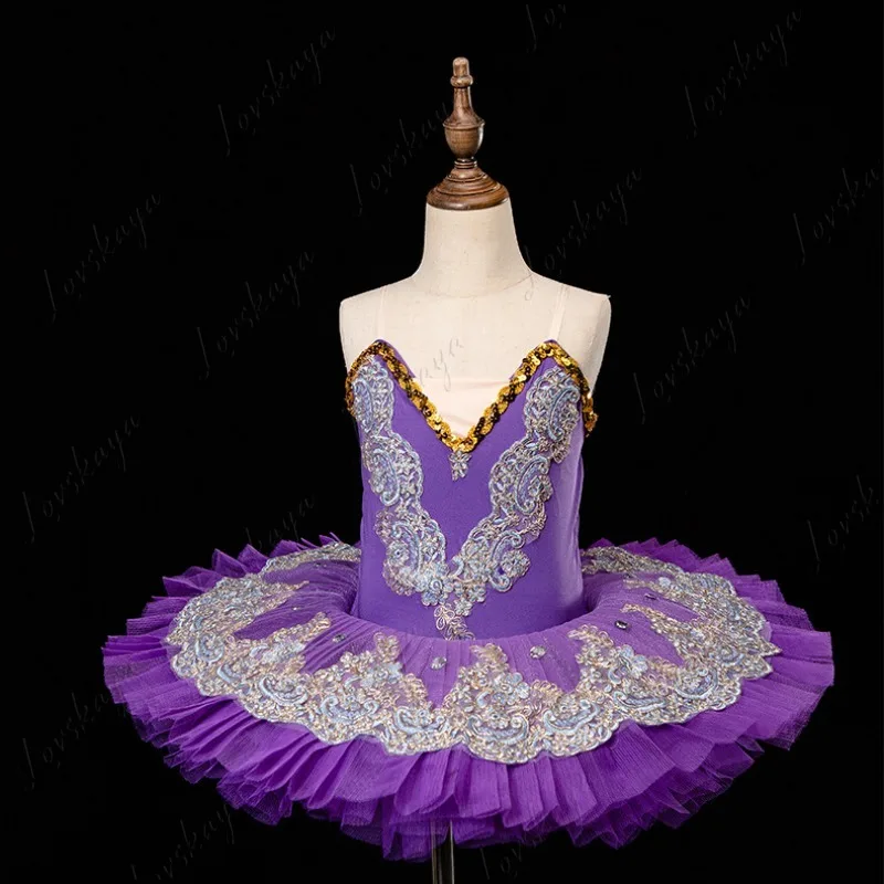 Disfraces de actuación para niños - Trajes de baile de ballet - Tutú de ballet para niñas con mangas abullonadas - Falda de baile