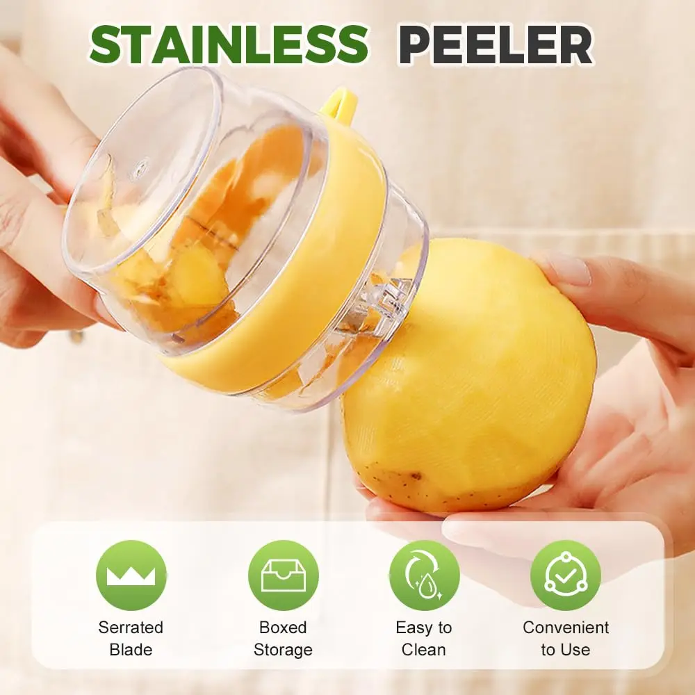 

3 In 1 Peeler Easy To Clean Peeler With Container Stainless Steel Peeler Double-Sided For Household Cooking Food Preparation