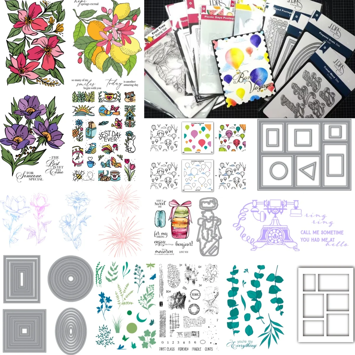 

Flowers Postage Balloons Shape Cutting Dies Clear Stamps Stencil Hot Foil for DIY Making Card Decoration 2025 Spring New