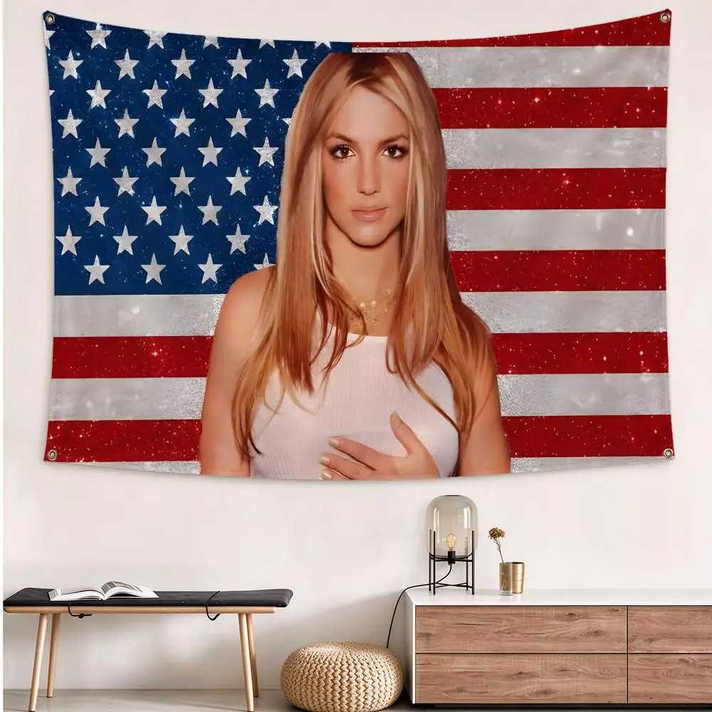 Music Britney Spears Flags flag Hanging Grommets polyester Wall Flag Home Decor For Bedroom Living Room Fan Merch
