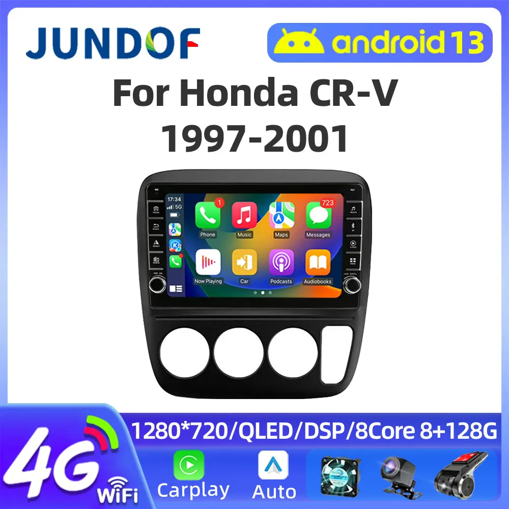 Jundof 2 Din Car Radio Stereo for Honda CR-V 1997 - 2001 Android 13 Auto Multimedia Video Player CarPlay WiFi RDS GPS Navigation