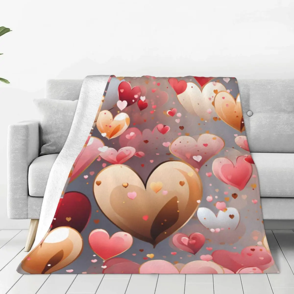 

Pink Romance Heart Soft Warm Blankets Love Travel Throw Blanket Spring Cute Custom Flannel Bedspread Sofa Bed Cover