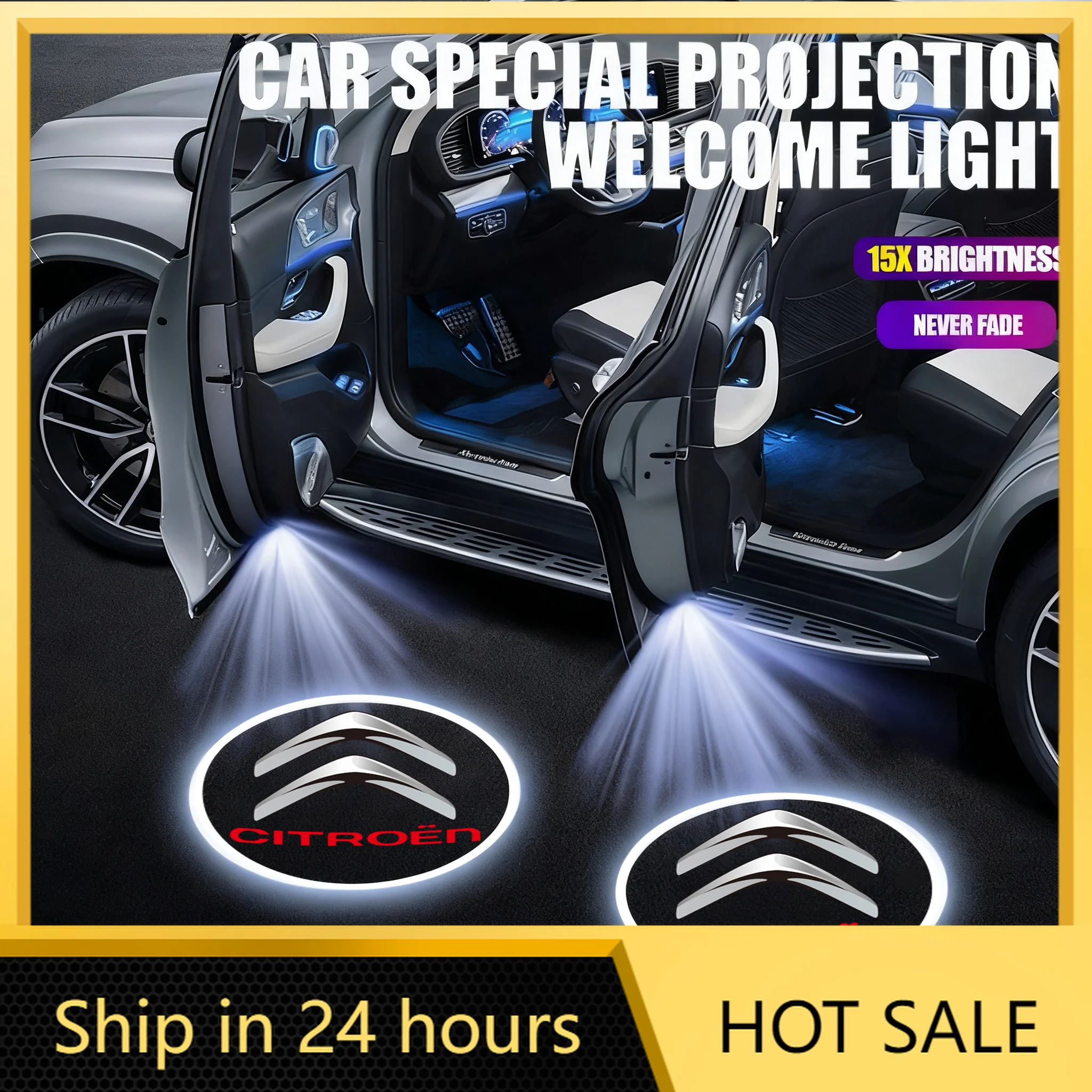 Adesivo para Carro 1/2 Peças Luz de Boas-Vindas para Porta de Carro Lâmpada Projetora LED HD Luzes de Cortesia para Citroen C3 C4 Picasso DS Berlingo Cactus C6