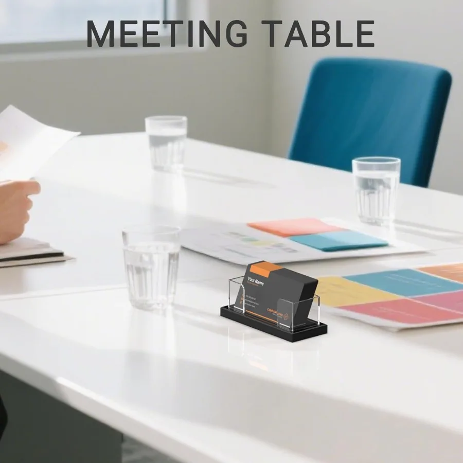 LUGUNU حامل بطاقة الأعمال للمكتب 2 حزمة حامل عرض بطاقة أكريليك شفاف يحمل 100 بطاقة منظم سطح المكتب المكتبي 4.5x1.9x1 #5