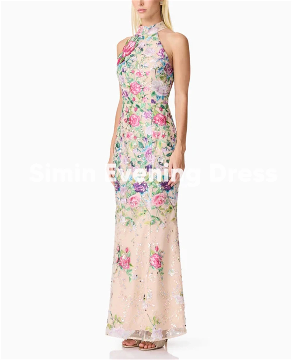 فساتين سهرة نسائية من Simin بحورية البحر رسن ثلاثية الأبعاد مزينة بالزهور مع أكمام بطول الكاحل فساتين أنيقة رسمية 2025 #5