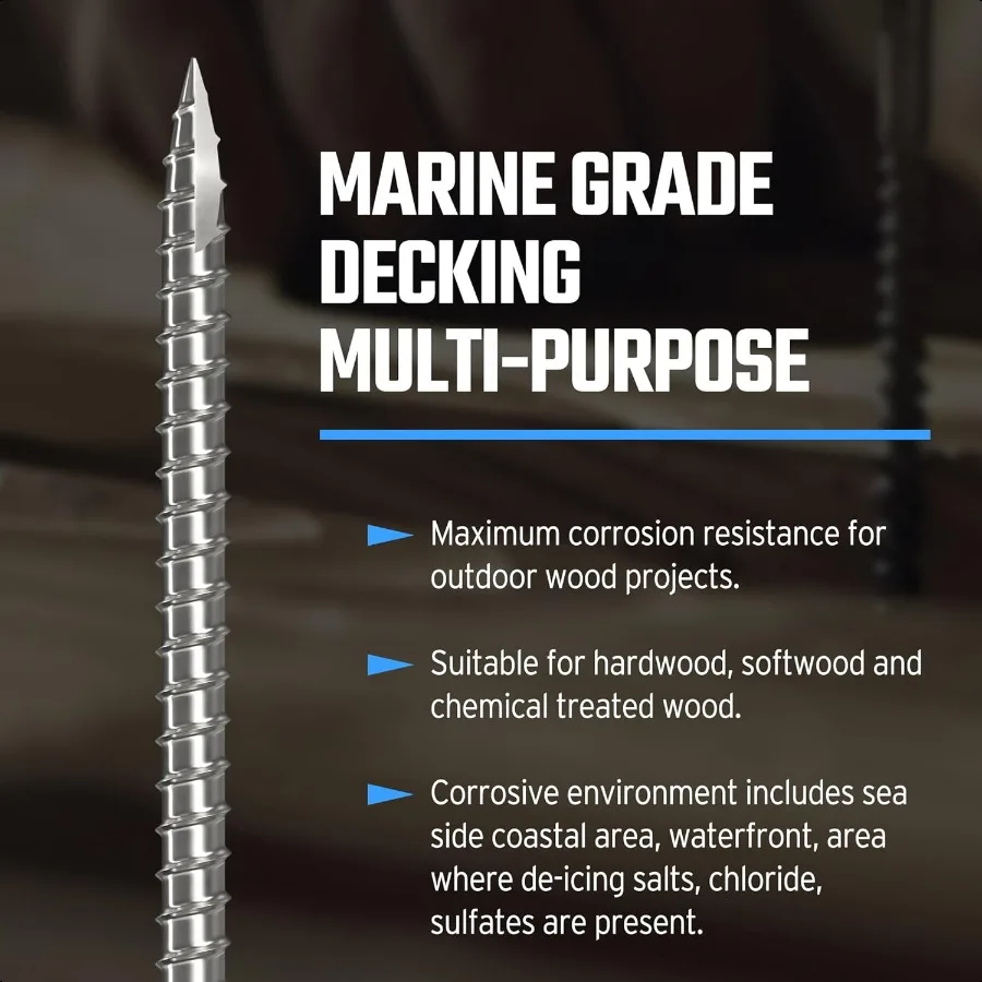 FastenMon 10 x 21 2 шурупы по дереву из нержавеющей стали морского класса, 100 шт. в упаковке с битами T25 Torx с плоской головкой, тип 17 точек, идеально подходят для