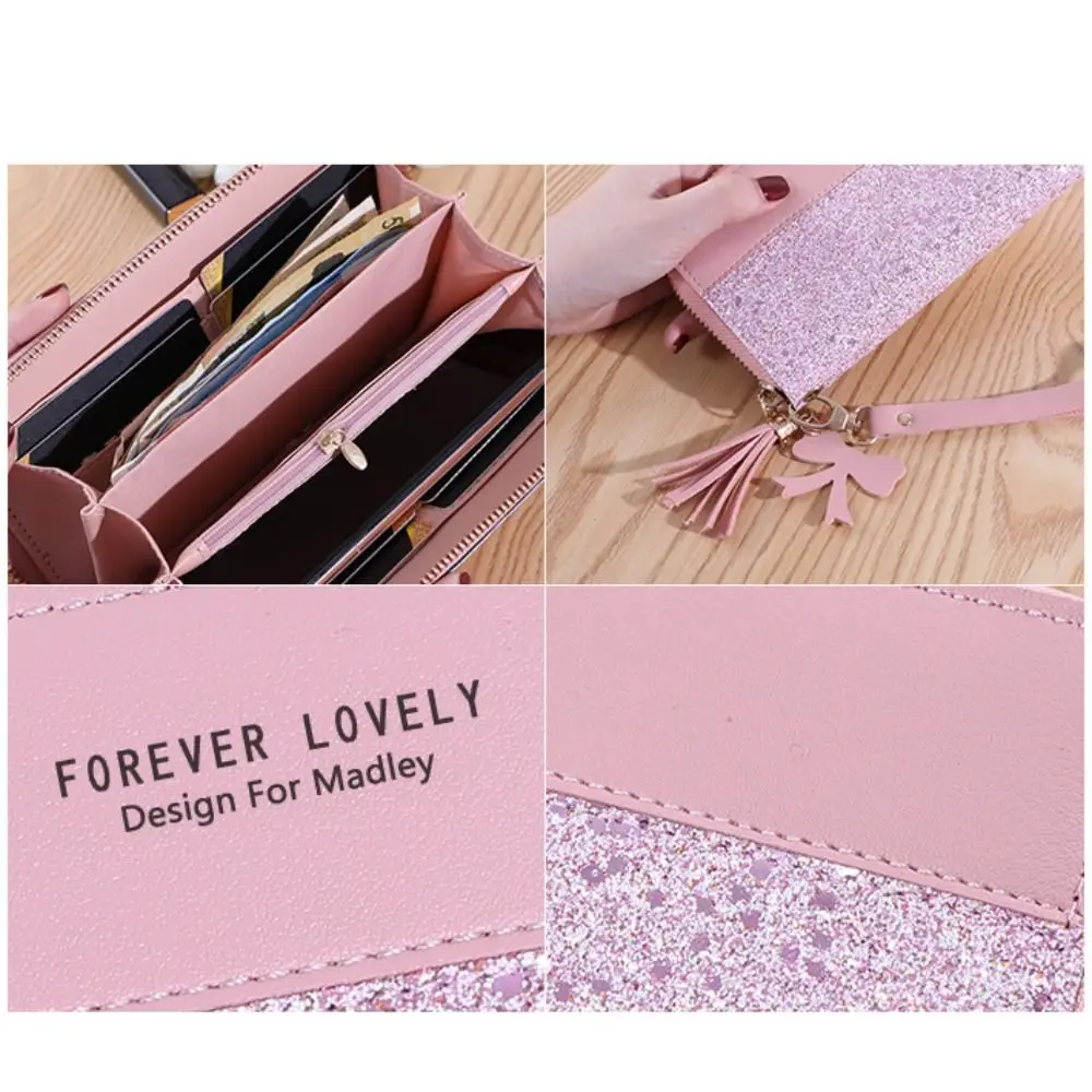 1PC New Hot Sale Ladies Glitter Wallet Long Zip Purse Card Phone Holder Case Women Elegant Fashion Clutch Handbag