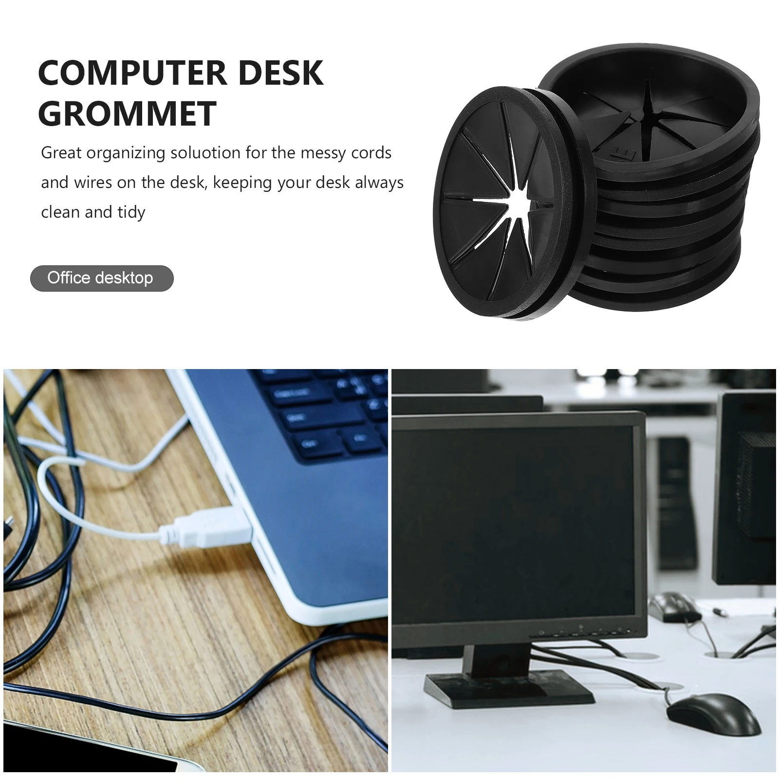 

5Pcs Desk Hole Grommet for Cable Management Smooth Edge Wire Organizer for Computer Desks in Office Home Entertainment Use