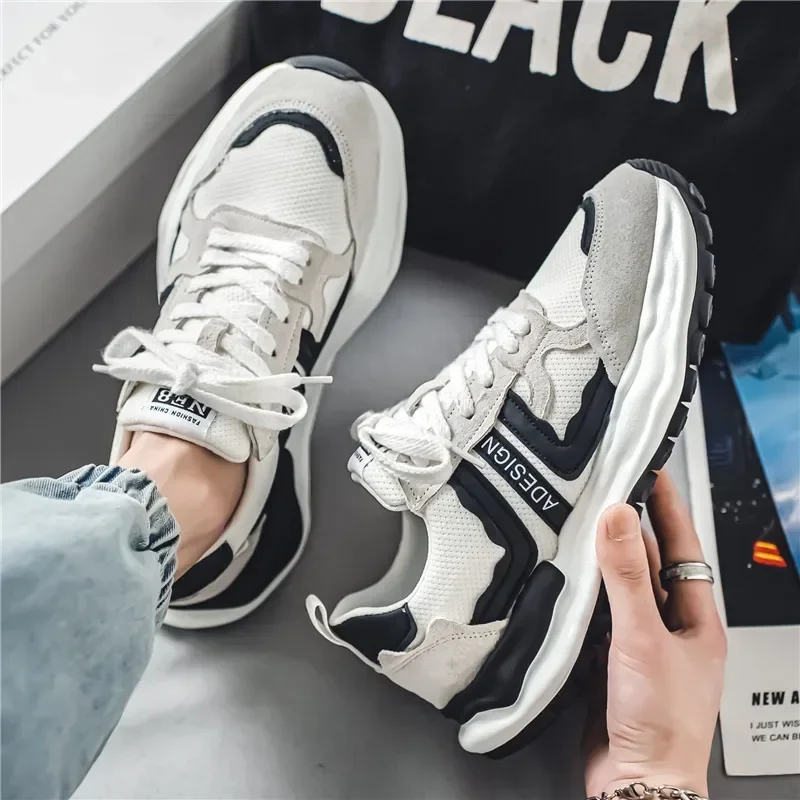 Fashion Designer Men Shoes Dissolve Thick Shoes Casual Sneakers Men Platform Trend  Chunky Sneakers Walking Shoes