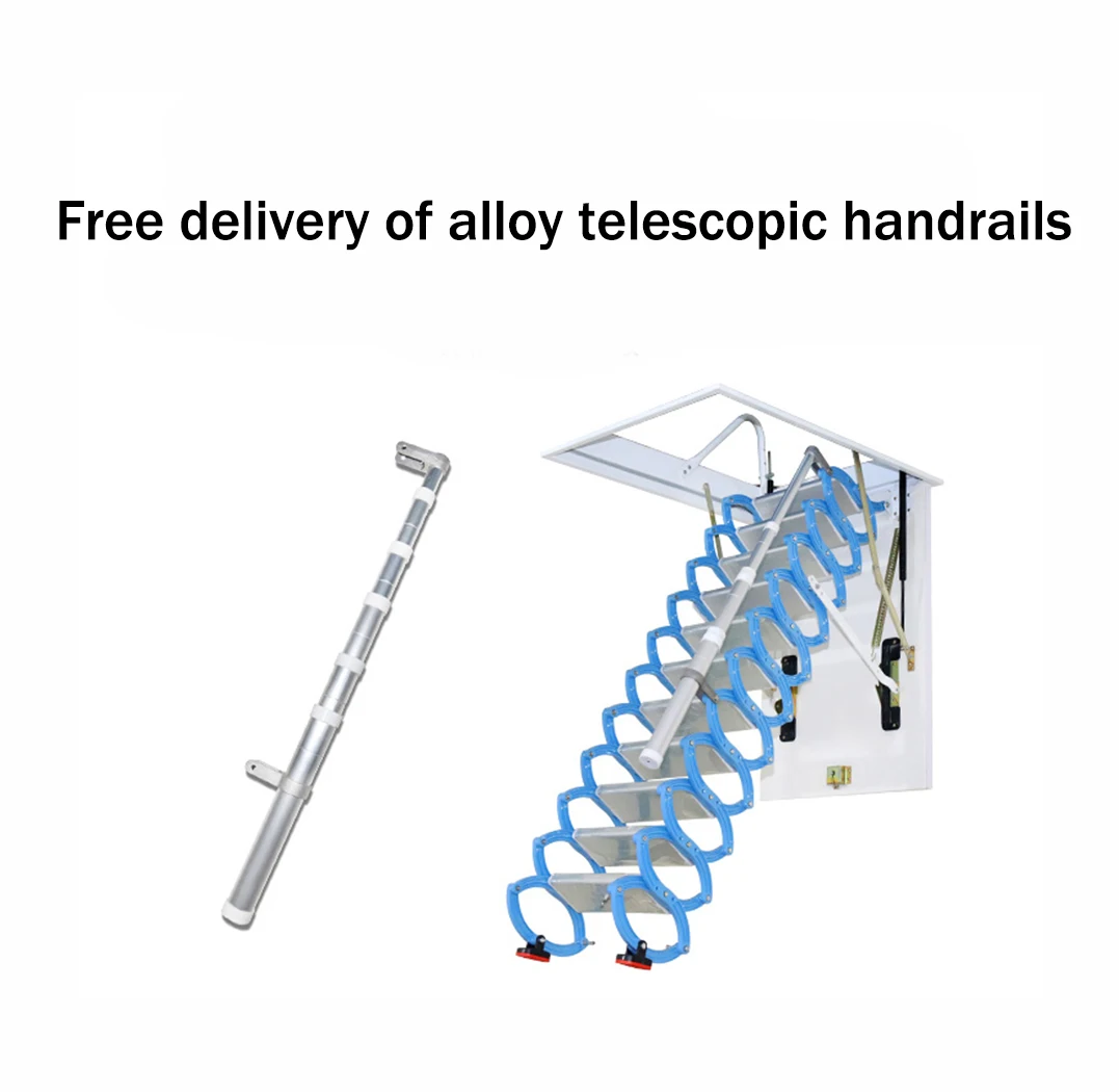 Attic ladder with hatch Telescopic folding attic stairs drop ceiling ladders hinge 6.56 feet-13.12 feet custom