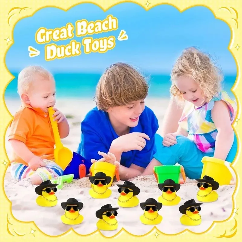 48 Sets Cowboy Rubber Duck Car Dashboard Decorations Ornaments Squeaky Duck Bath Party DIY Toy Duckies for Baby Kid Wholesale