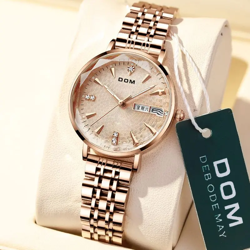 

Женские модные маленькие золотые часы DOMWomen, роскошные простые часы, светящиеся водонепроницаемые кварцевые женские наручные часы 520gift