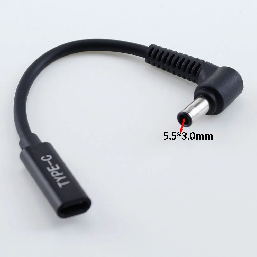 USB Type-C Female to DC5.5*3.0mm and 5.5*1.0mm Male Plug Fast Charging Power Cable DC5530 PD Decoy Laptop Connector