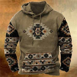 Vintage 3D Ethnic Printed New In Hoodies Fashion Casual Long Sleeve Spring Autumn 3D Printed Hoodie Mens Trend Loose Pullovers
