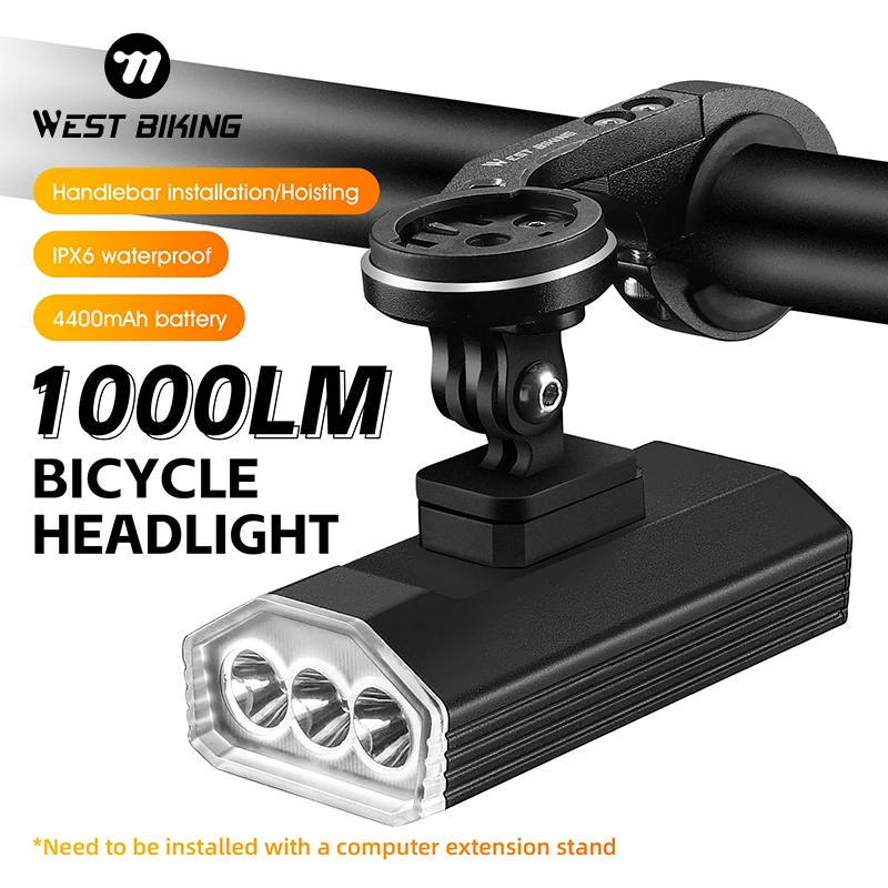 

WEST BIKING Bike Light 1000 Lumen Bicycle Headlight IPX6 Waterproof High Brightness Portable LED Flashlight Bicycle Accessories