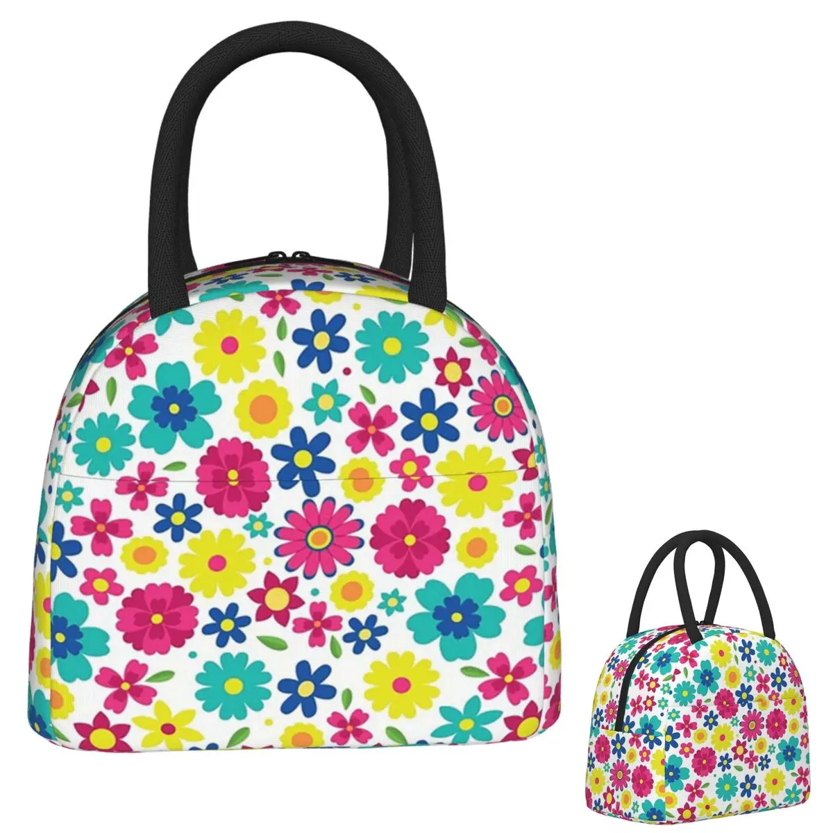

Изолированная сумка для обеда с мексиканскими цветами и цветочным рисунком для женщин и детей, портативные коробки для еды, термосумка для обеда