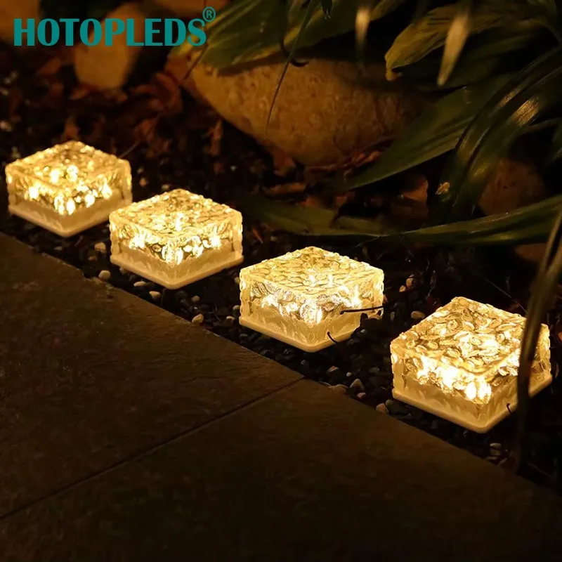 

Solar Outdoor Light Landscape Path Ground Brick Sunlight Waterproof Garden Courtyard Pathway Christmas Ice Rock Cube Solar Lamp