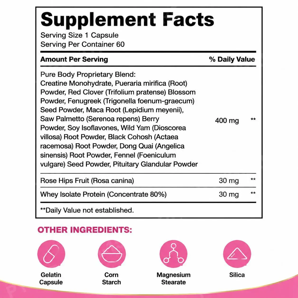Docteat Body Butt & Breast Formula Capsules Helps Increase Energy and Supports Mental Focus with Creatine and Whey 60 Capsules