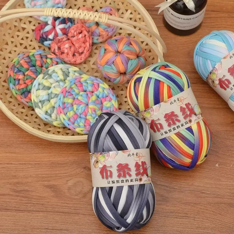 

100g Crocheting T Shirt Yarn Knitting Crochet Woven Handbag Blanket Slipper Thread Polyester Colorful Soft Cloth DIY Knitting