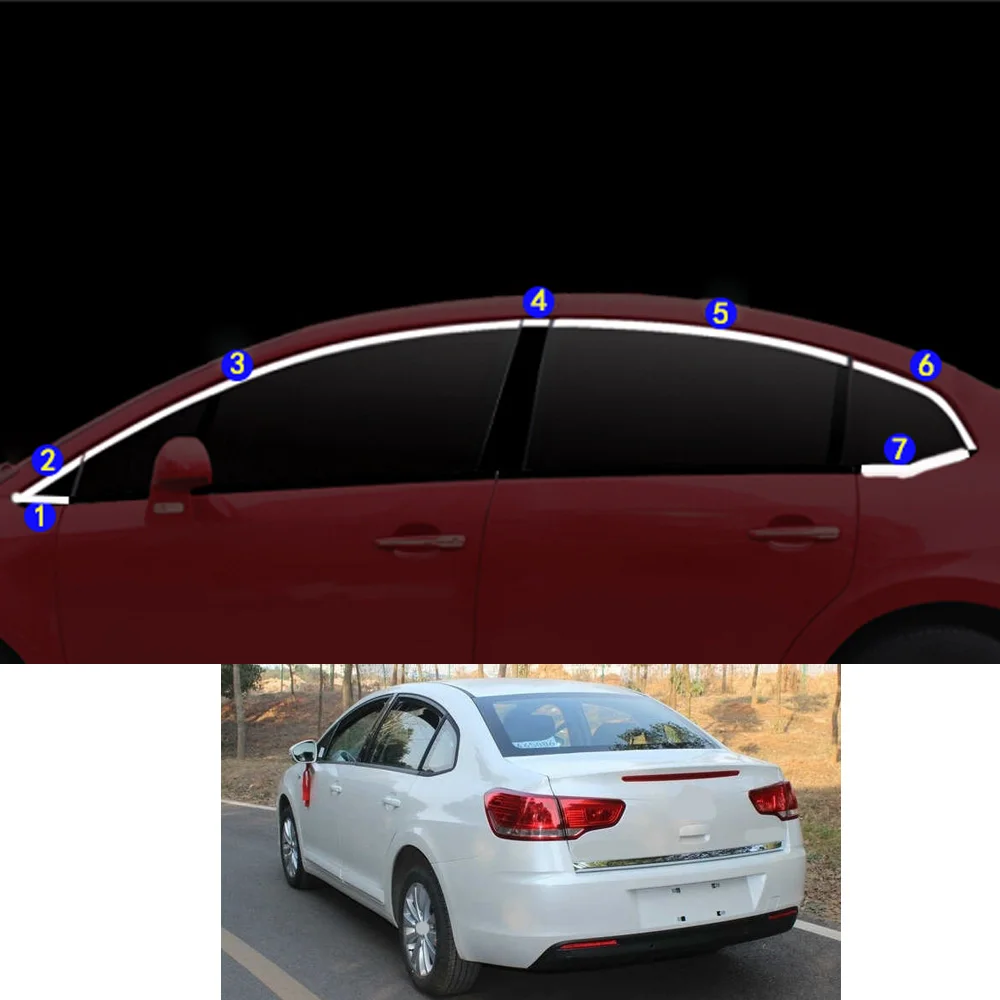 Sticker Garnish Pillar Window Strip Trim Frame Hoods For Citroen C-Quatre Sedan 2009 2010 2011 2012 2013 2014 2015 2016