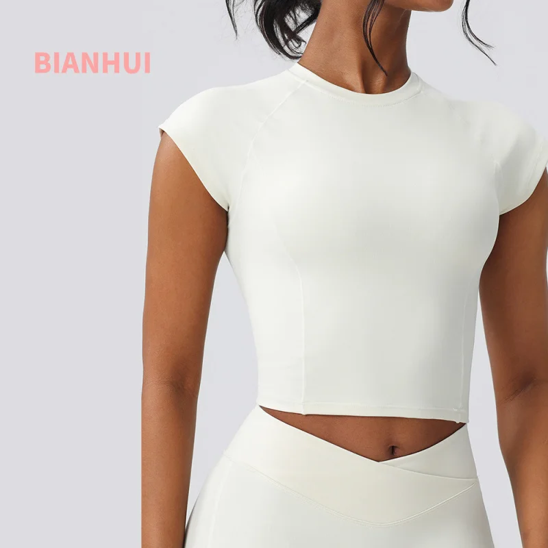 

BIANHUI Gym Clothes Woman Yoga Sports Top Women Short Sleeve Fitness T-shirts Slimming Female Clothes Recycled Eco-friendly