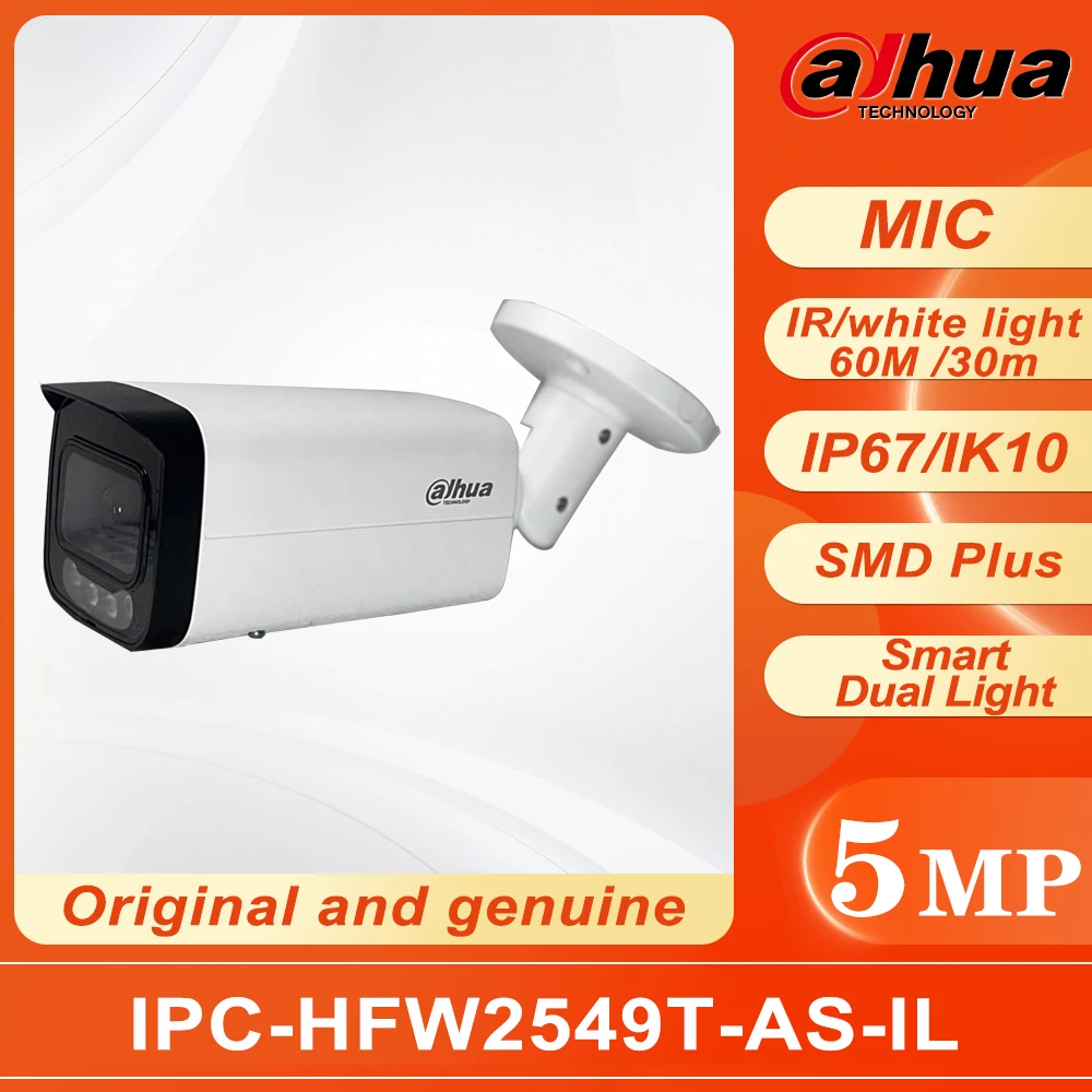 Dahua 5MP Smart Dual Light Fixed-focal Bullet WizSense Network Camera IPC-HFW2549T-AS-IL