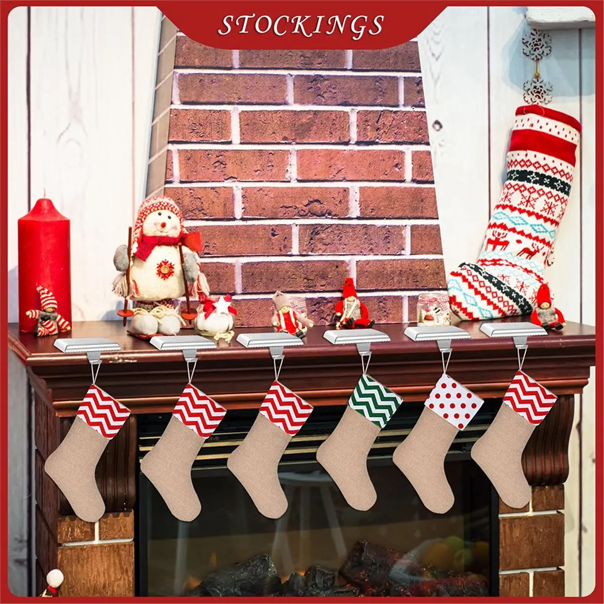 Christmas Stocking Rack Mantel Stocking Hook Fireplace Hook Metal Pendant Base Suitable for Christmas Party Decoration