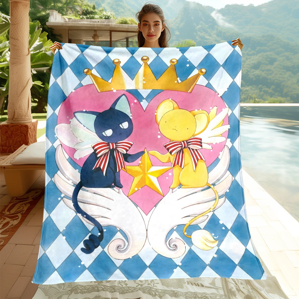 C-Cardcaptor Sakura Cute Cartoon Girl Print Blanket.Comfortable Flannel,Bedroom,Sofa,Bed,Chair,Gift,Picnics,Trips,Camp,Blankets.