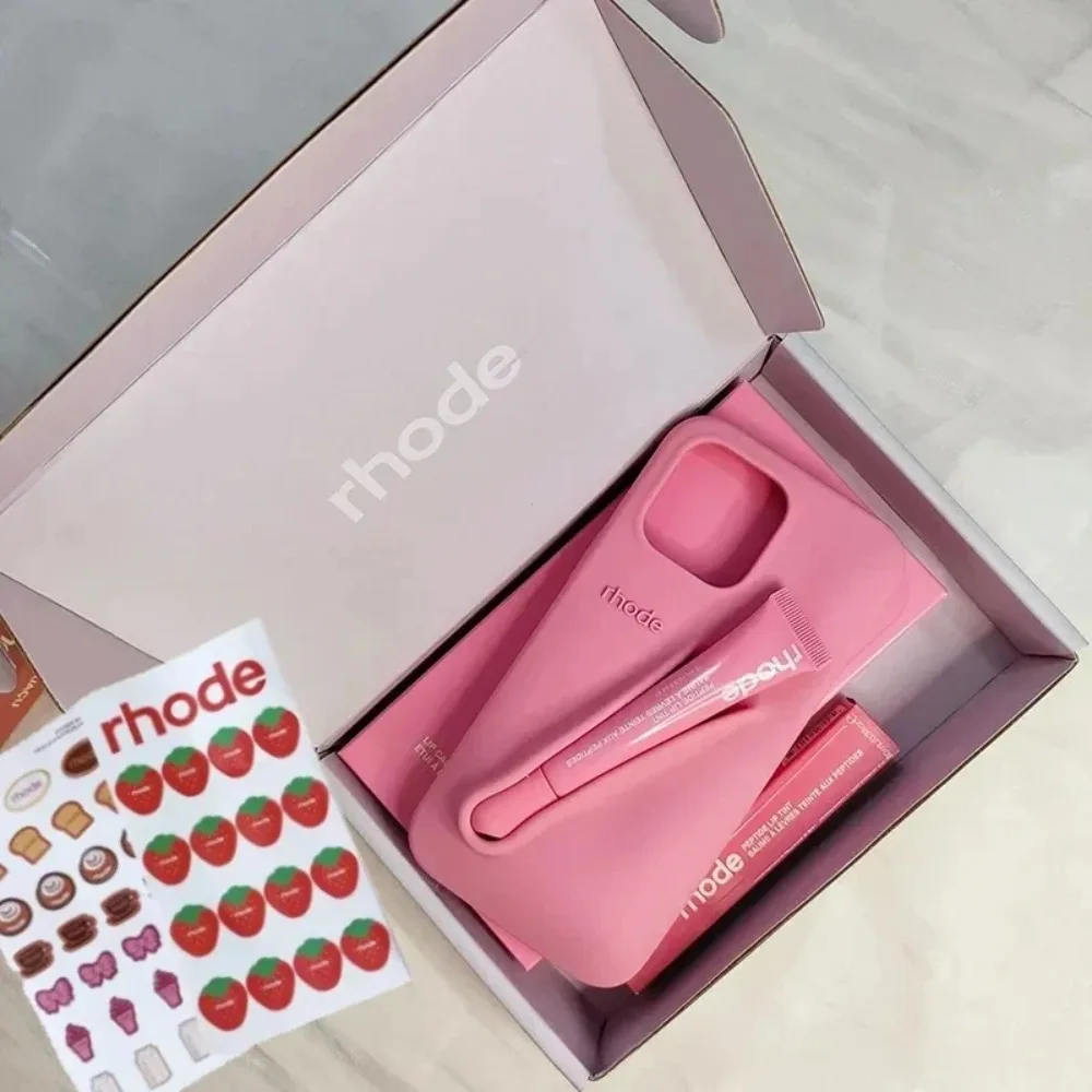 

Brand New Original Rhode Premium Gift Box Case Set For IPhone 16E 16 15 14 Plus 13 12 11 Pro Max Lip Gloss Holder Silicone Cover