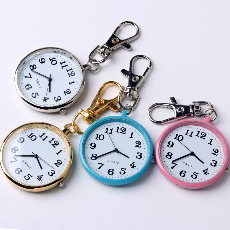 Large digital clear night light watch keychain pendant watch nurse watch student exam quartz watch waterproof pocket watch small